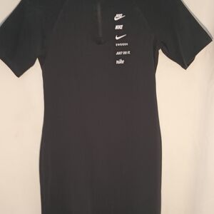 Nike Black V-Neck Dress with Logo